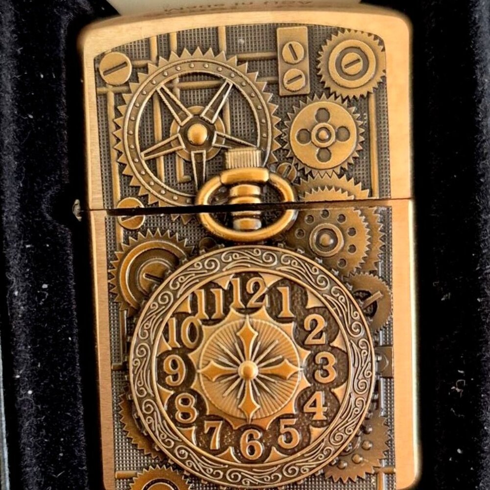 Sharp Brass Armor Steampunk Pocket Watch Zippo